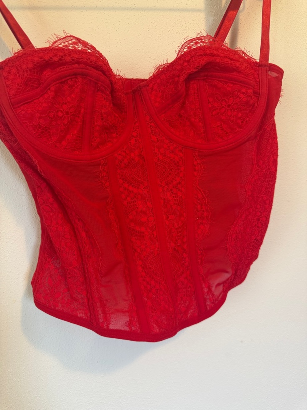 SHEIN Red Lace Corset Bustier Top